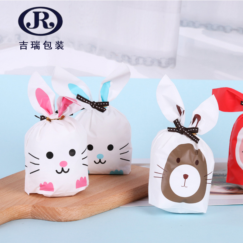 Factory wholesale 10*17 baking packaging rabbit ears pastry bag stereo rabbit ears plastic packaging bag
