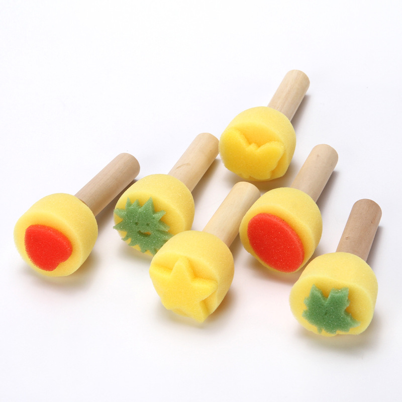 Picture of Children's painting graffiti seal painting sponge brush DIY sponge seal 6 piece set