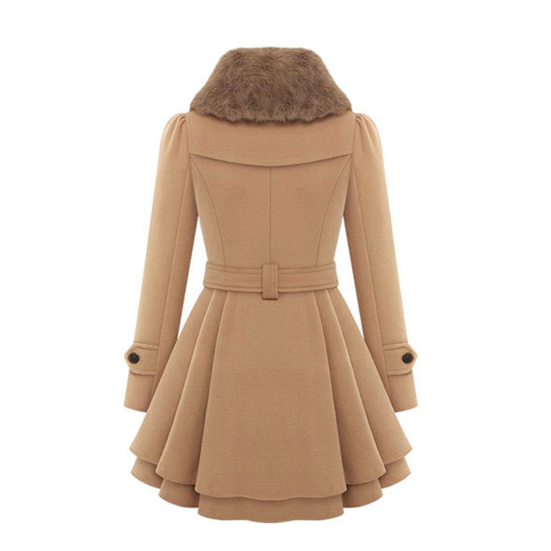 Picture of Cross-border New European and American Women's Slim-fit Long Woolen Coat Double-breasted Woolen Coat Trenchcoat Women