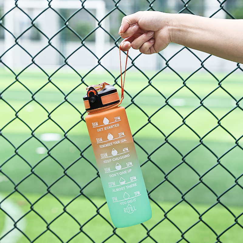 Picture of Large Capacity Fitness Sports Space Cup Portable Outdoor Casual Plastic Suction Cup Girl's Gradient Frosted Kettle