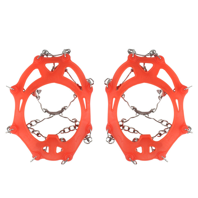 Picture of Outdoor Manganese Steel 8 Tooth Ice Claw Mountaineering Shoes Snow Non-slip Shoe Cover Ice Climbing Hiking 8 Tooth Anti-slip Chain Shoes Nail Snow Claw
