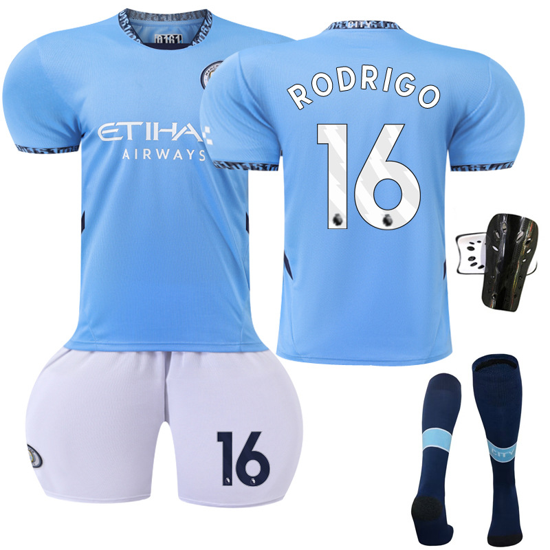 Picture of 2425 Manchester City Home New Football Suit No.9 Harland Jersey 17 De Braunay suit Foreign Trade Supply Factory