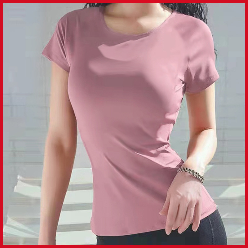 Picture of Spring and Summer New Outdoor Slimming Yoga Tops for Women Long-Sleeved Slim Short Round Neck Quick-Drying Breathable Sports Fitness Clothes