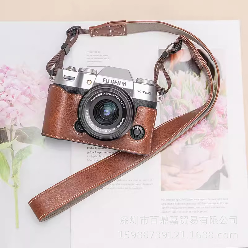 Picture of Suitable for XT50 Leather Case Base X-T50 Micro Single Camera Bag XT50 Portable Half Shoulder Photography Bag