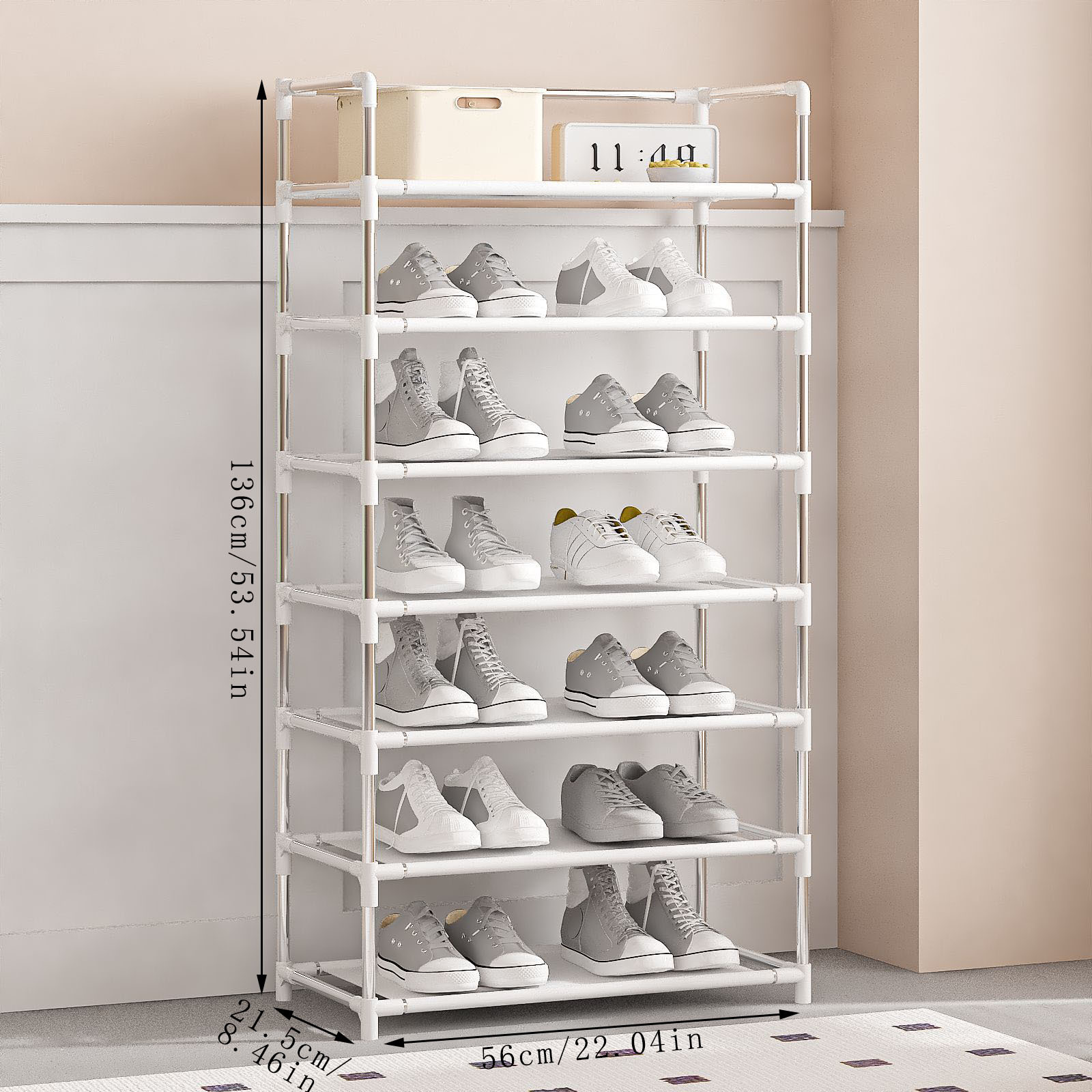 Shoe rack multi-layer entrance door looks good, shoe cabinet home rental house saves space with thickened steel pipe multi-functional storage shelf