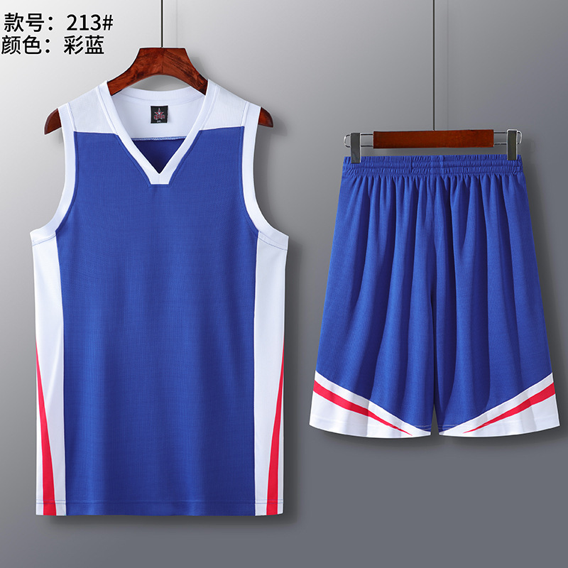 Picture of Summer new dry breathable outdoor sports training V-neck contrast basketball suit strength manufacturers wholesale printing