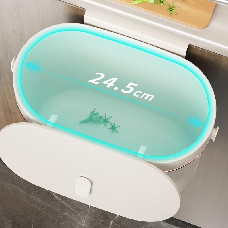 Picture of Wall-mounted trash can, household kitchen, bathroom, toilet, special gap, kitchen waste paper basket, punch-free storage bucket with lid