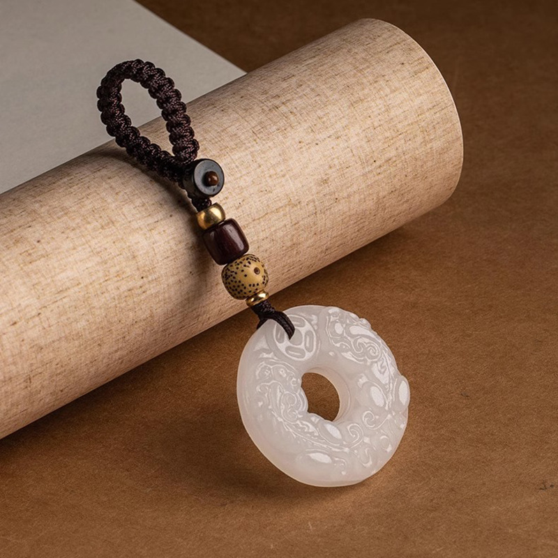Picture of Natural jade brave peace buckle antique national tide car keychain live creative small gift pendant pendant