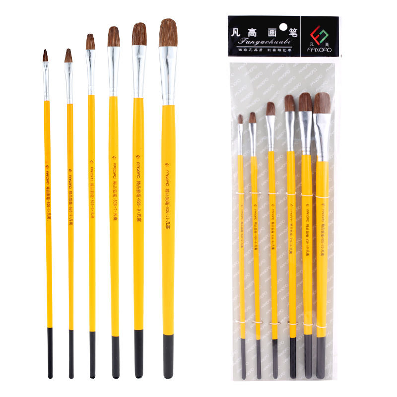 Picture of Wolf brush oil brush 6 sets of watercolor acrylic flat brush art painting tools gouache paint brush