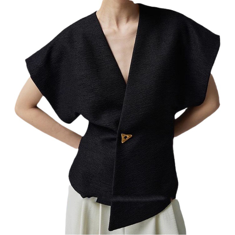 Fashionable item cool chic elegant waist slimming one button asymmetric suit sleeveless vest for women