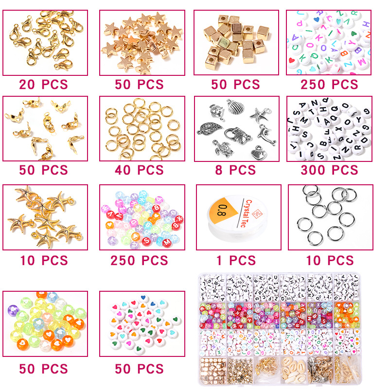 Picture of Amazon Hot Sale 24 Grid Multi Style Letter Beads Boxed Color Beads Handmade Set with Accessories diy Material