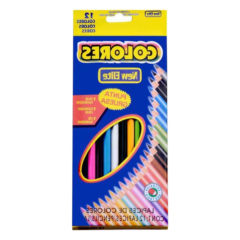 Factory wholesale student color pencil set 12 color wooden color lead erasable drawing pencil children's stationery