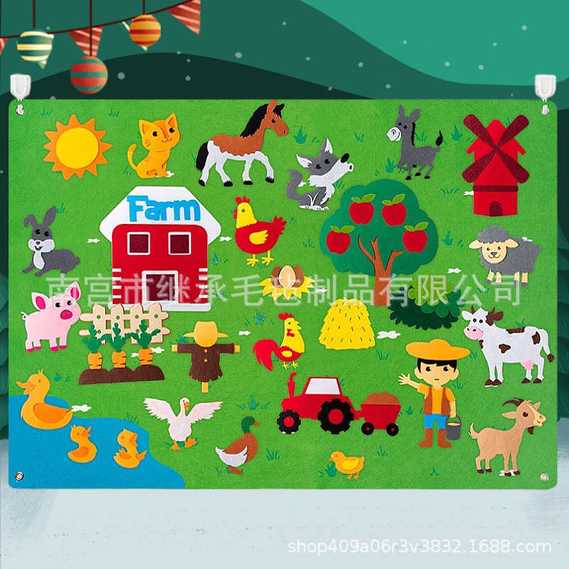 Picture of Amazon cross-border children's early education 3DIY three-dimensional felt game package storyboard learning board printing dinosaur animals