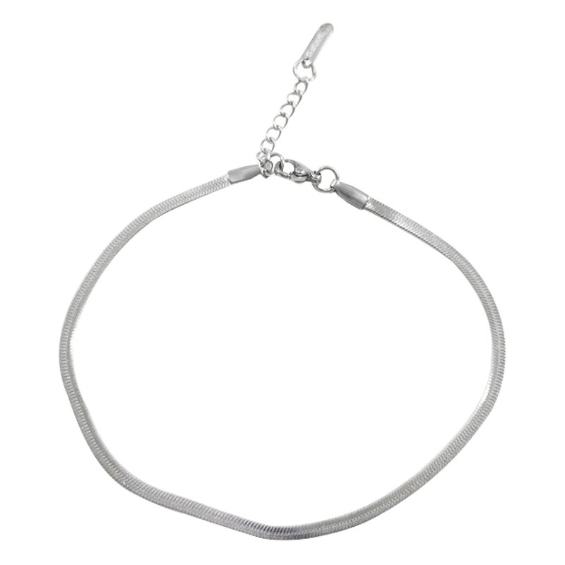 Korean Style Simple Blade Snake Bone Chain Titanium Steel Anklet for Men and Women, Non-Fading, Fashionable and Unique Student Ankle Bracelet
