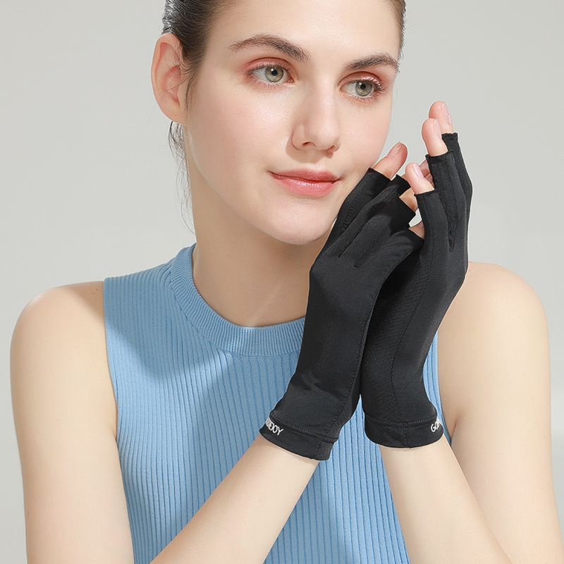 Picture of Gloves Half-finger Summer Anti-ultraviolet Nail Art Women's Outdoor Riding Ice Silk Driving Gloves Thin Ice Cool Breathable Plastic Dip Gloves