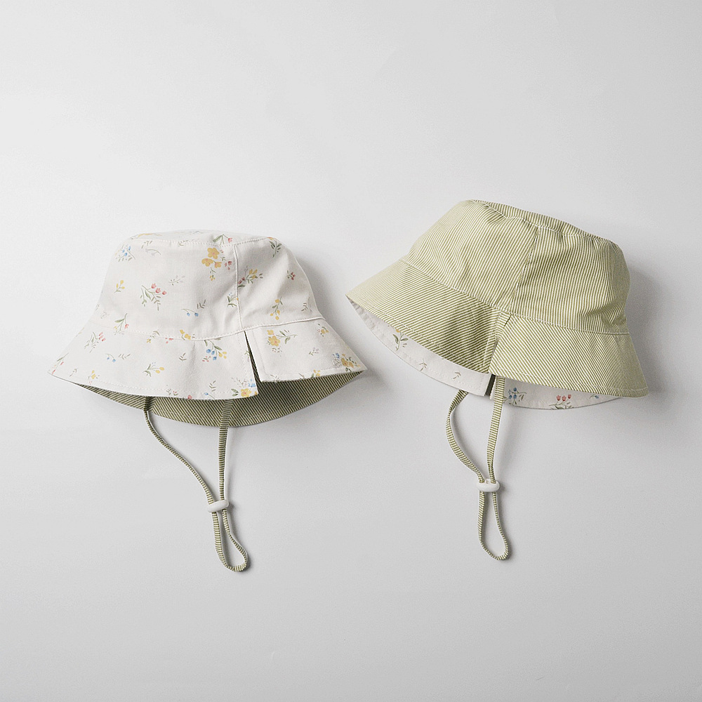 moinmlon Double-sided Wear Korean-style Spring and Summer Baby Sunshade Fisherman Hat Baby Sunscreen Sun Hat Breathable Cotton Cloth
