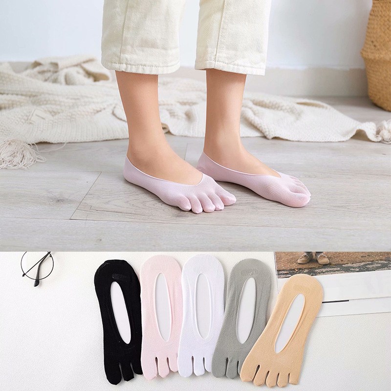 Factory five-finger stockings ladies velvet spring and summer new five-toe mesh invisible shallow silicone boat Socks wholesale