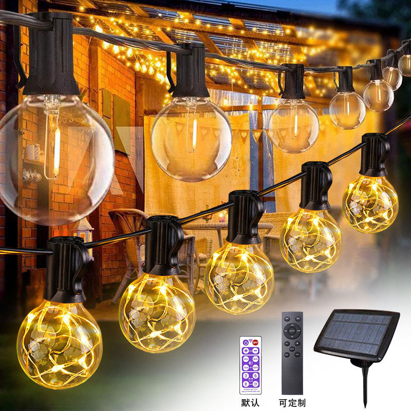 Direct supply solar light string glass plastic G40LED Christmas tree light garden decorative light g40 light string can be sent on behalf