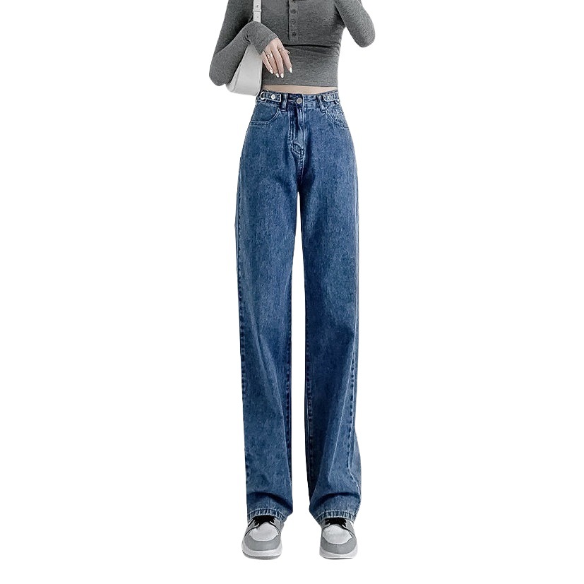 Picture of Adjustable High Waist Wide Leg Jeans Women's 2022 New Autumn Retro Straight Loose Slim-fit Pants