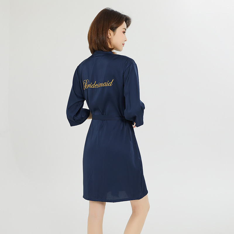 Picture of bride Gown morning Gown Lady nightgown wedding makeup bridesmaid group wedding kimono imitation silk satin bathrobe