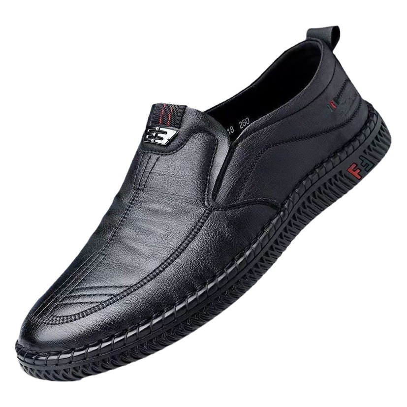 Foreign Trade Wholesale] Men's Business Slip-On Leather Shoes, Non-Slip Breathable Soft-Soled Leather Shoes for Middle-Aged and Elderly Men