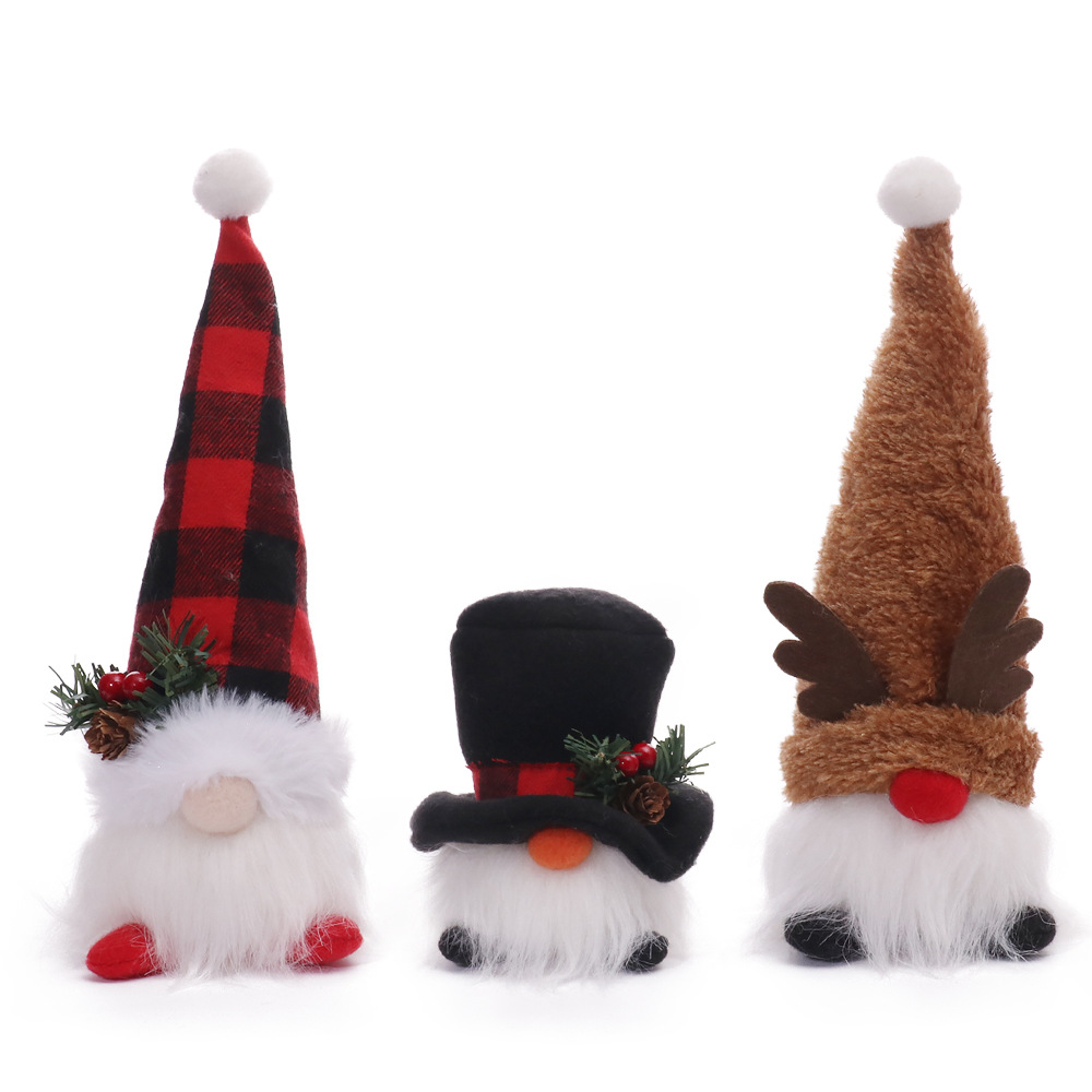 Picture of Christmas supplies with lights glowing old man Forester figure Rudolph dwarf doll Christmas tree decoration pendant