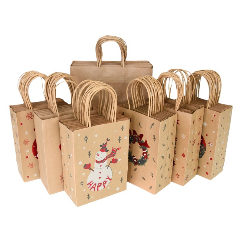Kraft paper bag handbag milk tea packaging take-out cartoon packaging paper bag factory cross-border packaging paper bag factory
