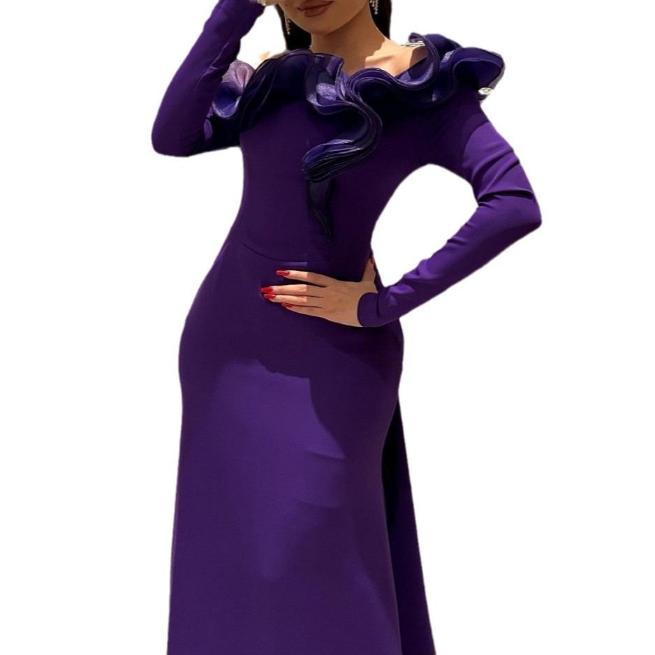 Picture of 2024 autumn and winter new cross-border foreign trade women's independent station ebay sexy trailing lace ball evening dress