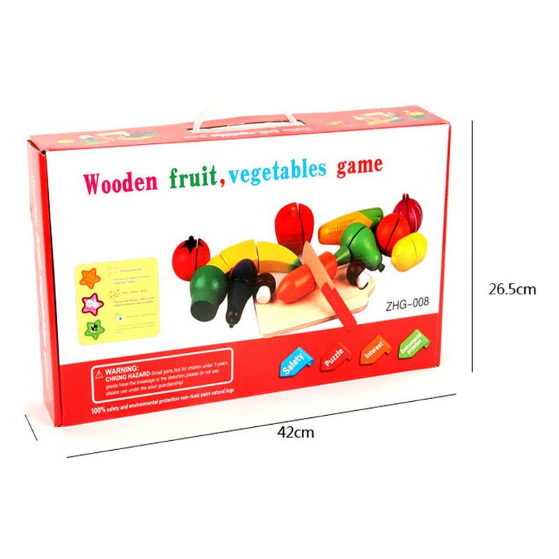 Cross-border Che Che Le Fruit and Vegetable Toys Wooden Che Che See Large Felt Buckle Velcro Children's Play Kitchen