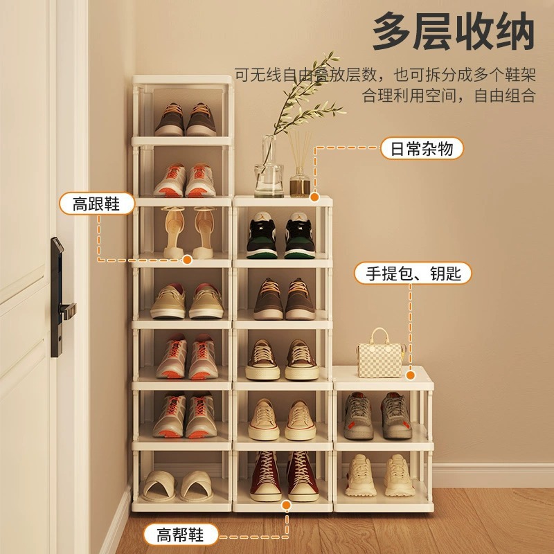 Picture of Simple Dust-proof Small Shoe Rack at Dormitory Door Household Multi-layer Space-saving Installation-free Storage Shoe Cabinet