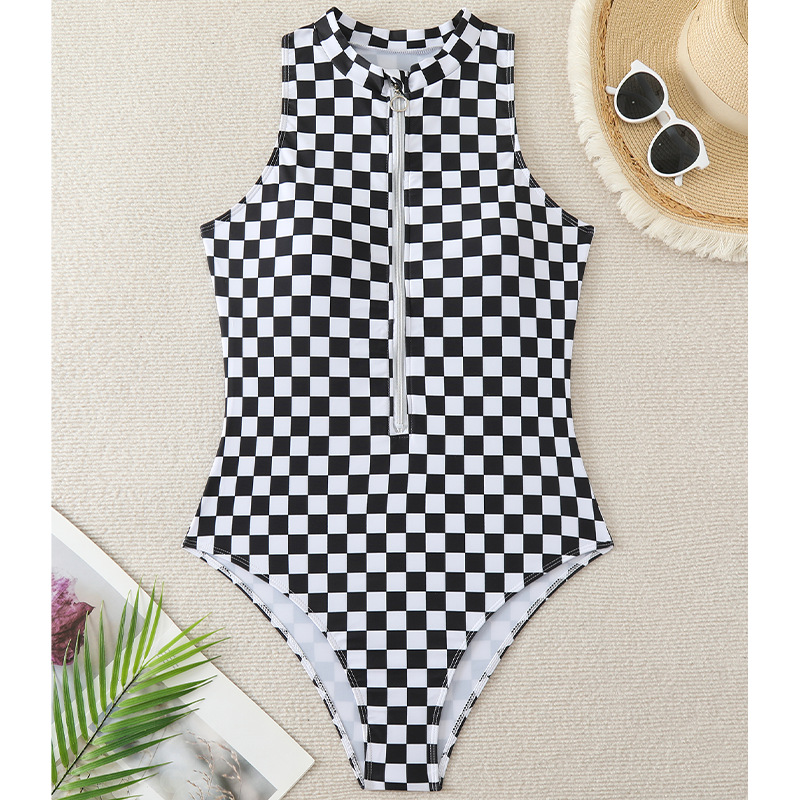 Cross-border 2025 New European and American Sexy Bikini Swimsuit Zipper Amazon one-piece Swimsuit Women Swimwear