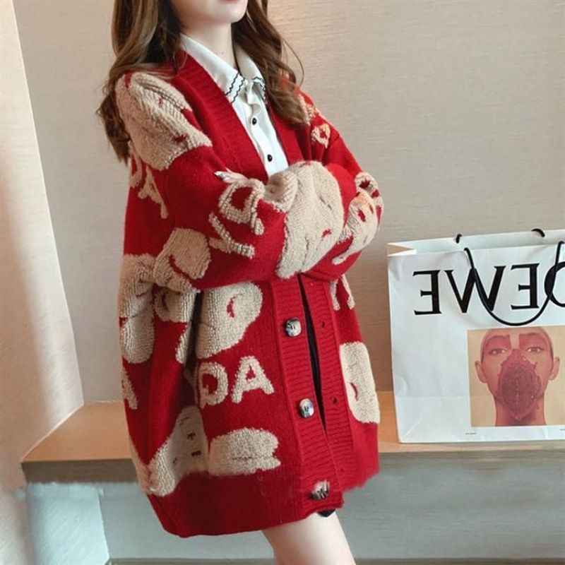 Picture of Sweater coat spring women's clothing 2023 new trendy lazy Korean style loose plus size knitted cardigan thickened trendy