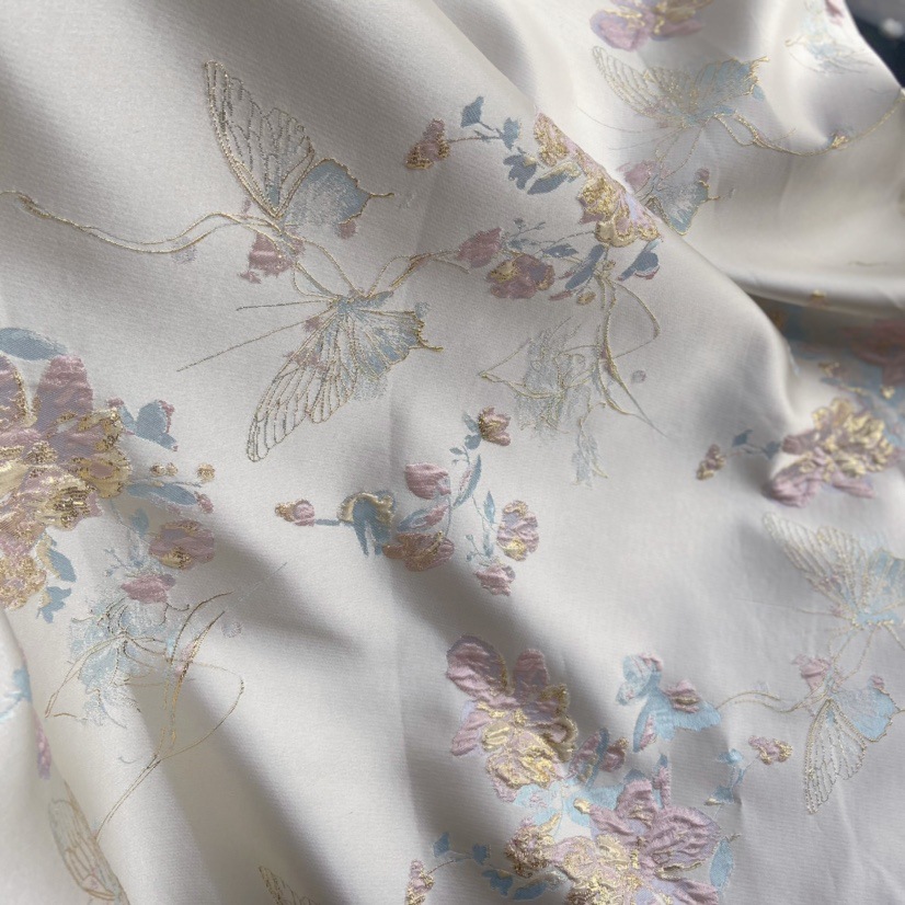 New special butterfly jacquard woven gold embossed fabric Chinese style soft woven gold dress bridesmaid dress clothing fabric