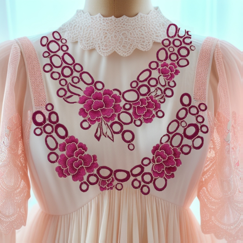 Fine thread quality hot-selling ethnic water-soluble embroidery front and rear collar openwork round neck geometric lace embroidery collar