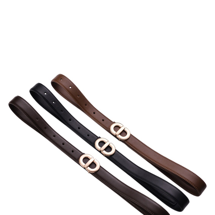 Belt Women's Genuine Leather Summer Fashion 2025 New Belt Women's Decorative Skirt Easiest for Match Jeans with Brown