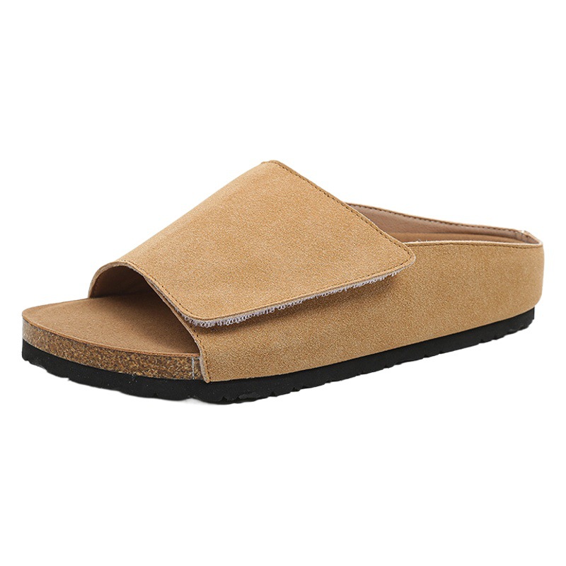 262 Huidong Yixinda New Style Simple Round Toe Foldableing Wide Flats Bottom Open Toe Slippers for Women to Wear Outside in Summer