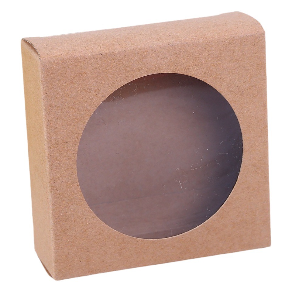 Kraft paper box window sticker PVC plastic film White black card display Round Square foldable mini Universal