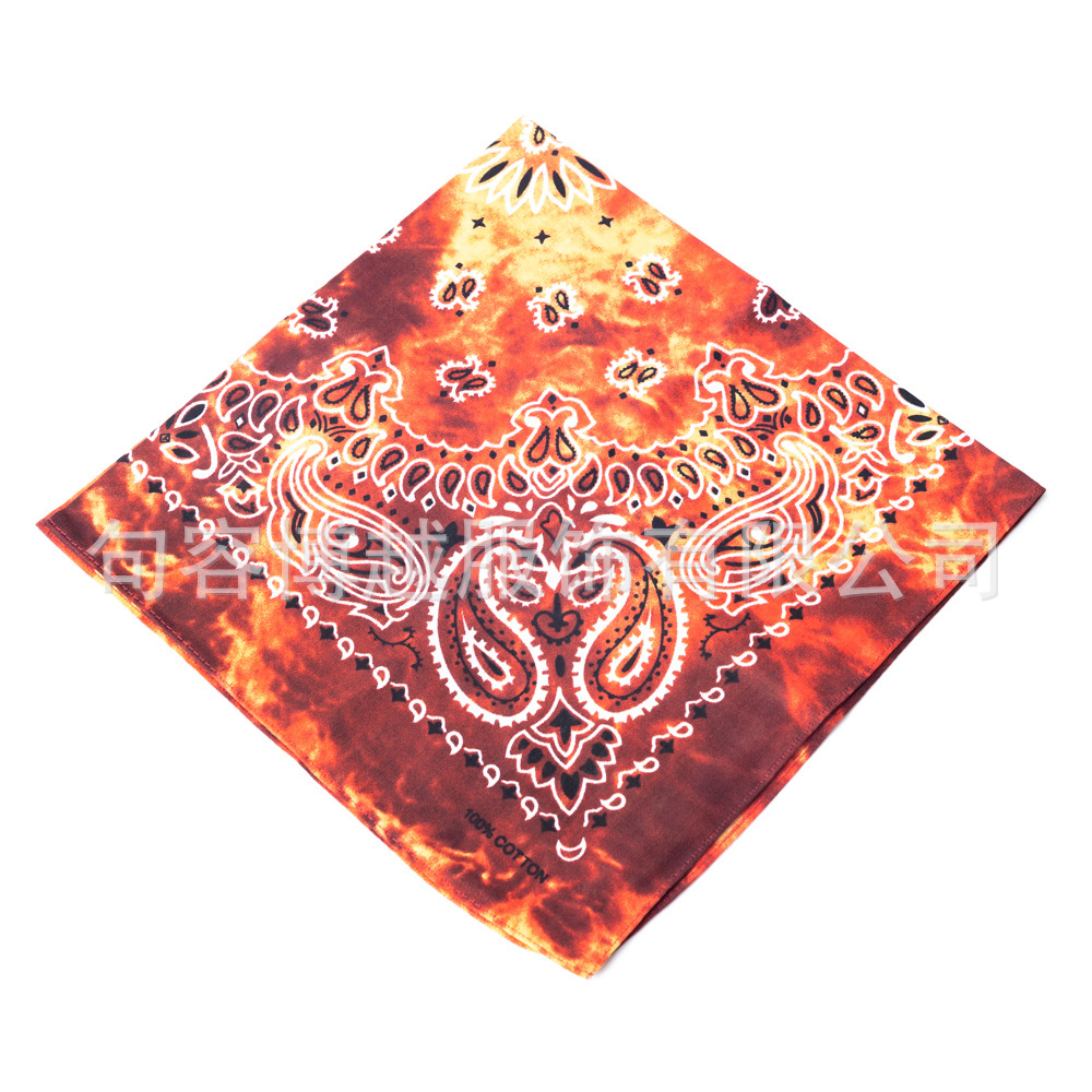 Picture of Cross-Border Outdoor Multi-Functional Hip-Hop Hip-Hop Cotton Headscarf Tie-Dyed Paisley Sunflower Square Scarf Bandana