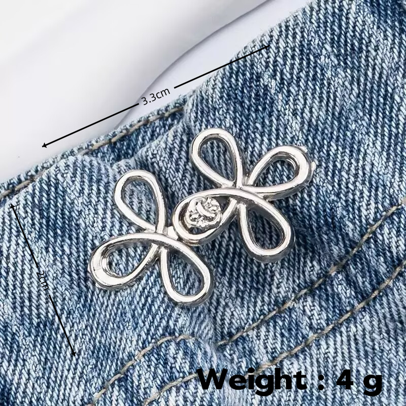 Picture of Chinese Knot Waist Buckle Pair Buckle Flat Bottom Removable Nail-free Seam-free Button Girl's Trouser Skirt Waist Size Change Artifact
