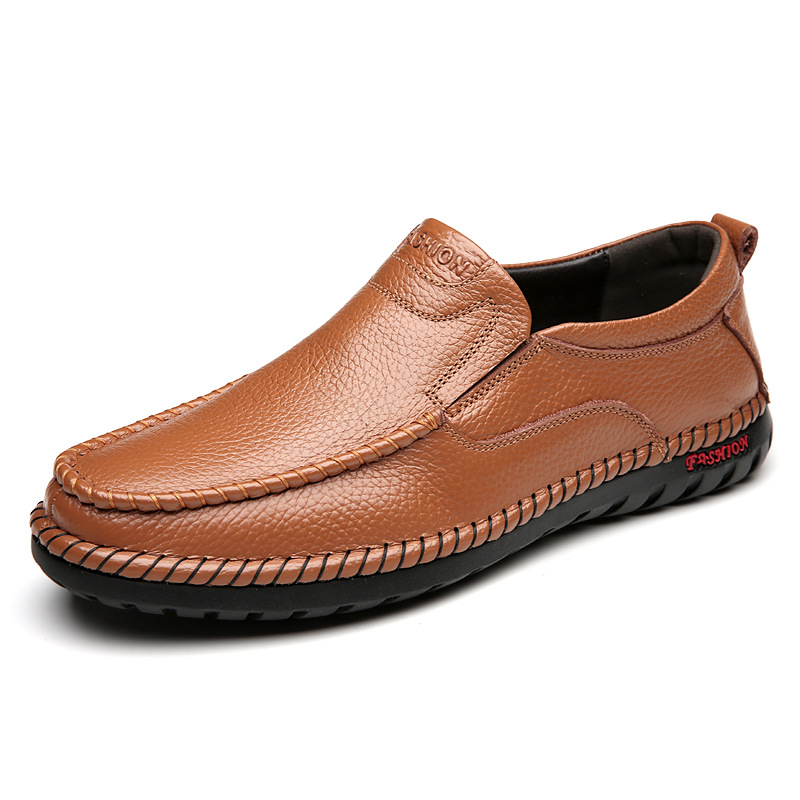H8828 men's casual leather shoes loafers spring low-top slip-on handmade flat casual shoes slip-on shoes