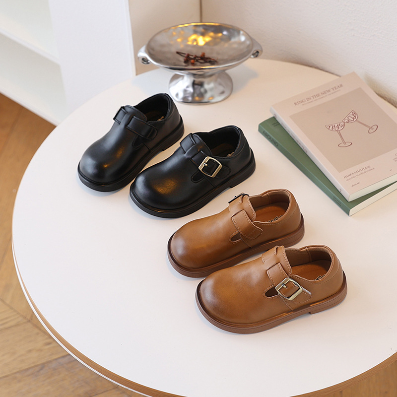Girls' Leather Shoes 2025 Spring and Autumn New Children's Princess Shoes British Style Black Little Girls' Shoes Baby Shoes