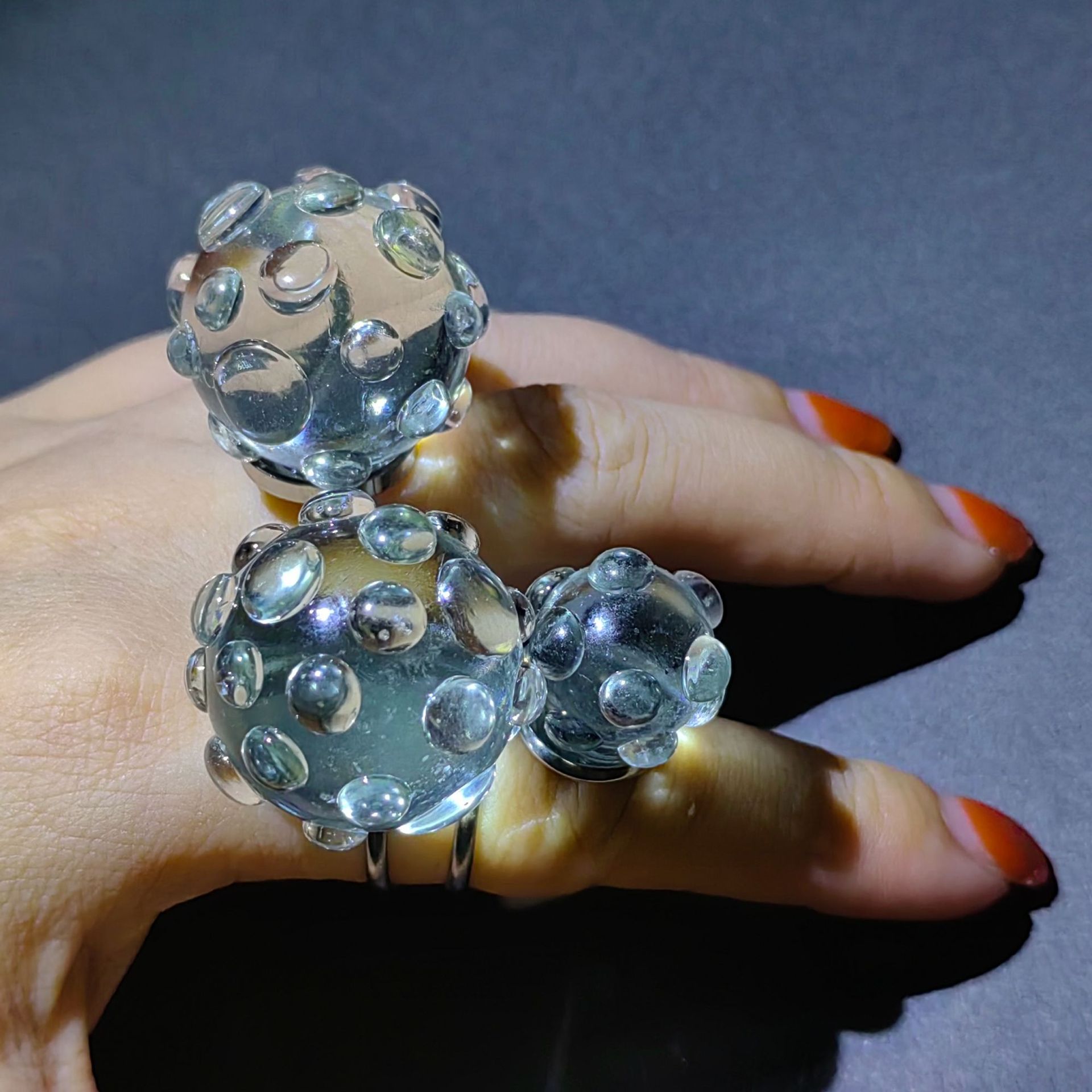"Ball Art" Original Round Ring, High-End Accessible Luxury Ball, Cute Transparent Open Ring