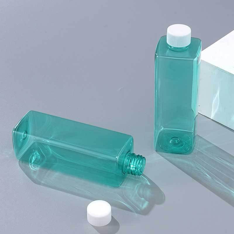 24 mouth 250 ml semi-permeable green square bottle pet blue square bottle rectangular cylindrical bottle prism screw cap