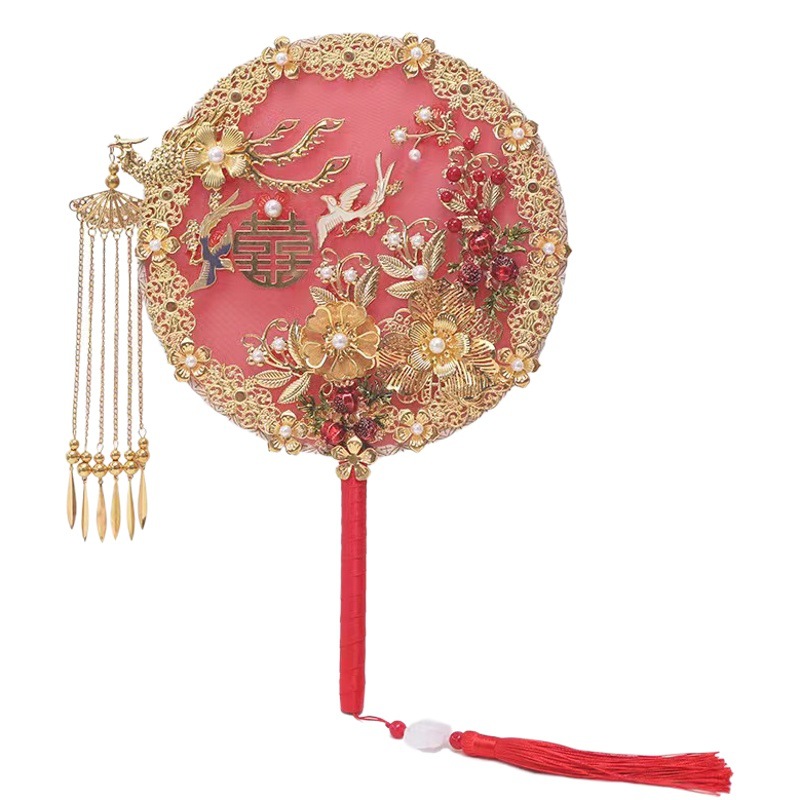 One-piece generation round fan ancient style bride Xiuhe wedding ceremony Chinese Xiuhe clothing fan Chinese DIY