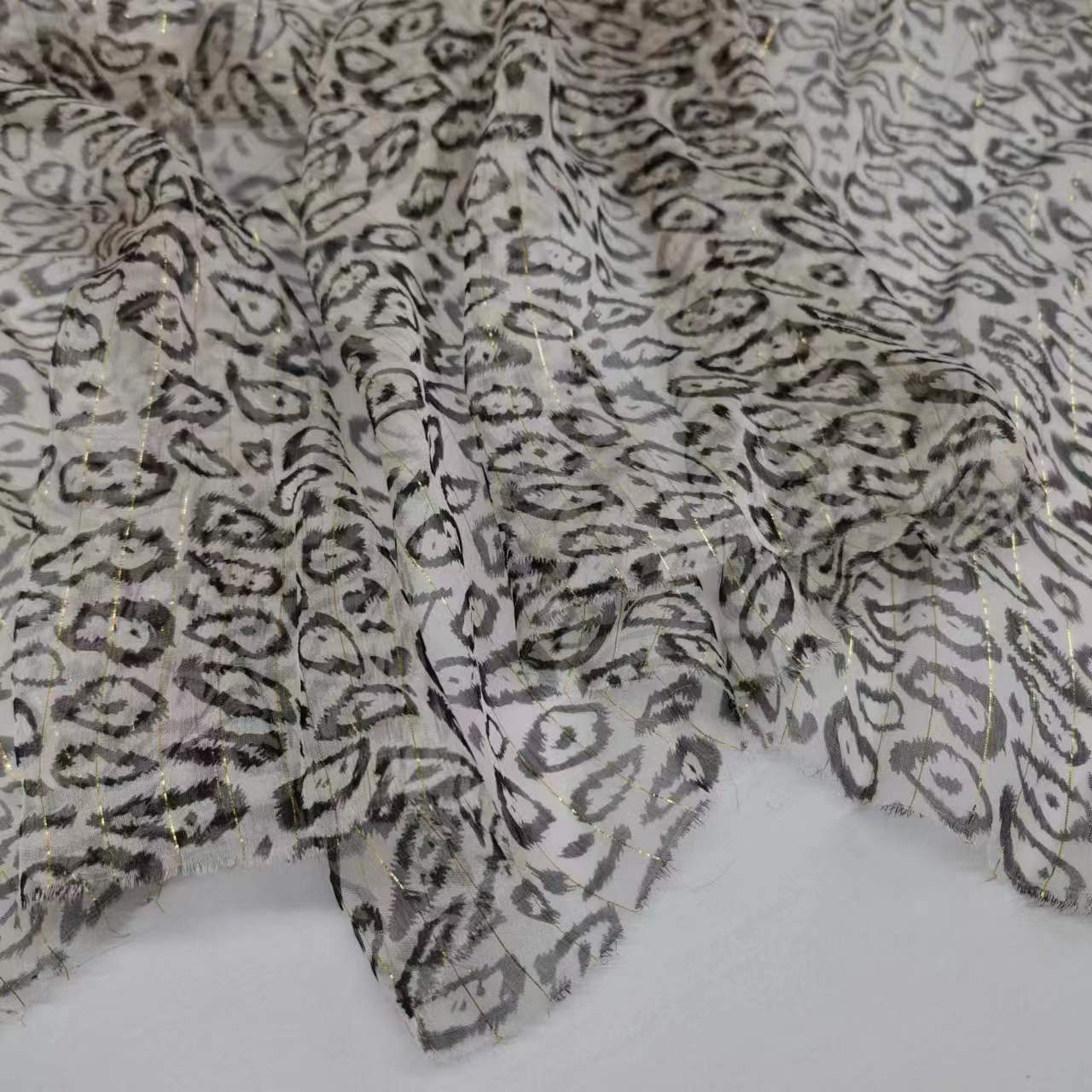 Leopard Print Gold Thread Silk Georgette Fabric Antique Han Dynasty Breathable Wide Silk Fabric