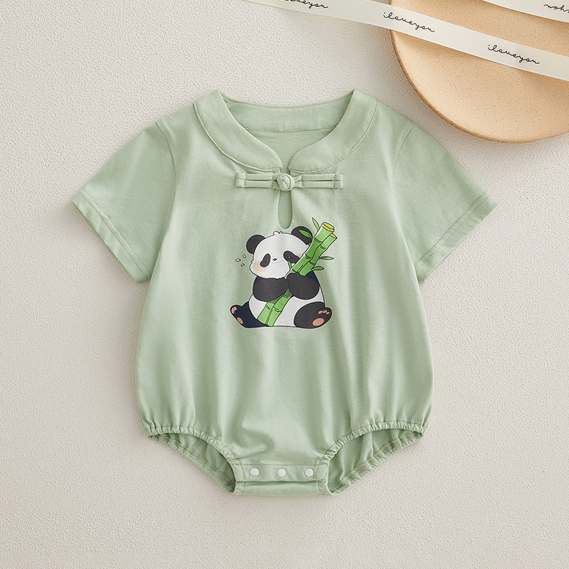Chinese-style Baby Clothes for Boys and Girls Baby Summer Super Cute Full Moon One-piece Covered Fart Dress for One Hundred Days