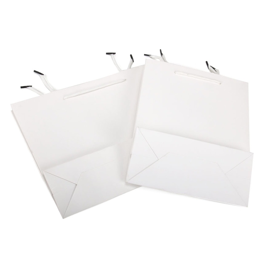 White cardboard bag spot wholesale cosmetics clothing packaging advertising handbag LOGO gift shopping hand bag