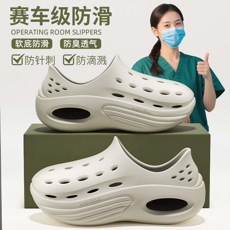 Thick-Soled Croc Shoes for Men in Summer, Non-Slip Breathable Eva Deodorant Baotou Beach Sandals for Women