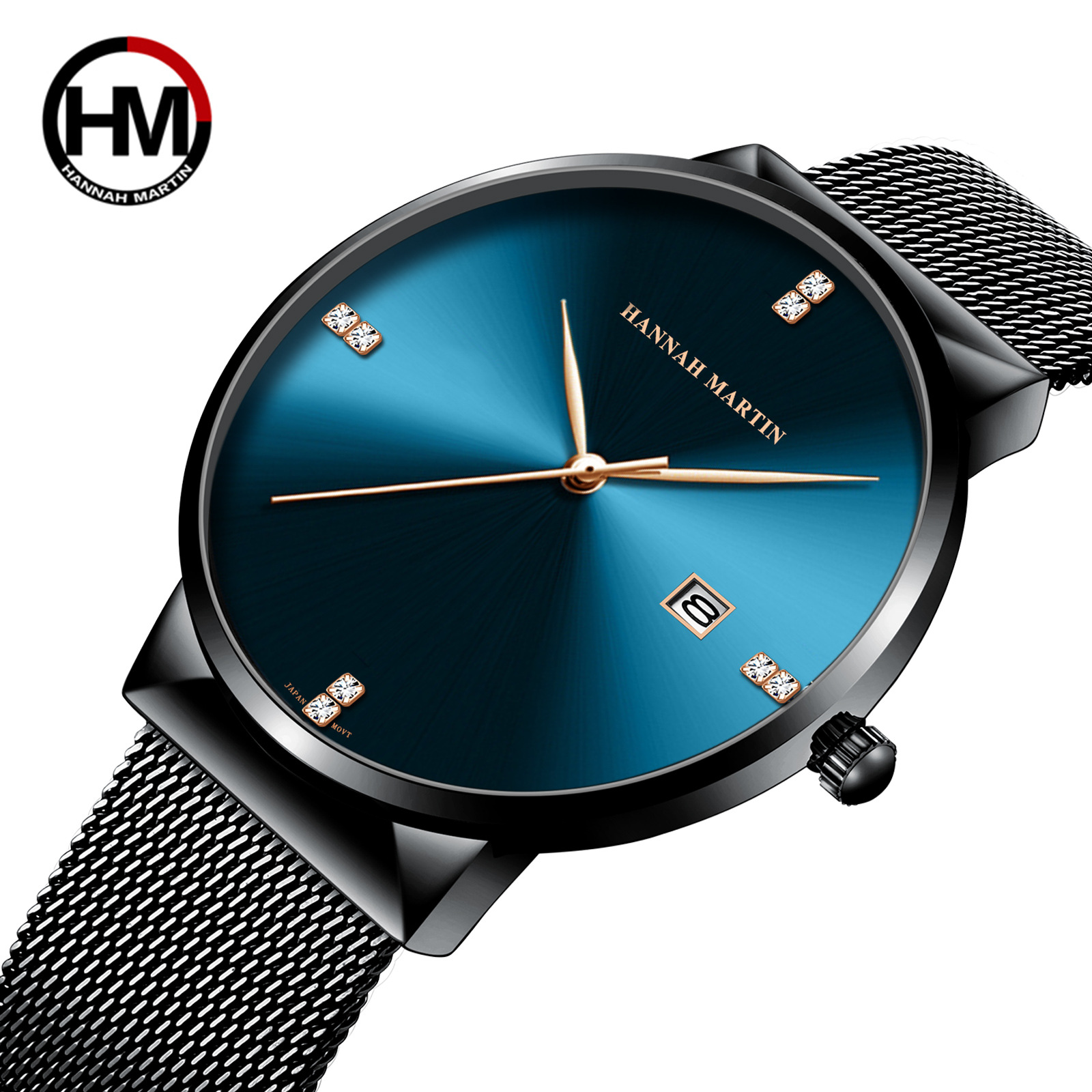 Foreign trade calendar steel belt drill simple men's quartz watch Hannah Martin