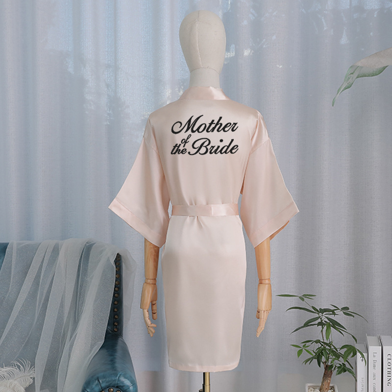 Picture of Bride's Bridesmaid's Morning Gown Wedding Silk Birthday Girlfriend Party Pajamas Lie-down Embroidered Red Nightgown Wedding Morning Gown